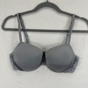 Victoria's Secret Angels IPEX Demi Bra Gray Lace Trim Underwire Size 34D